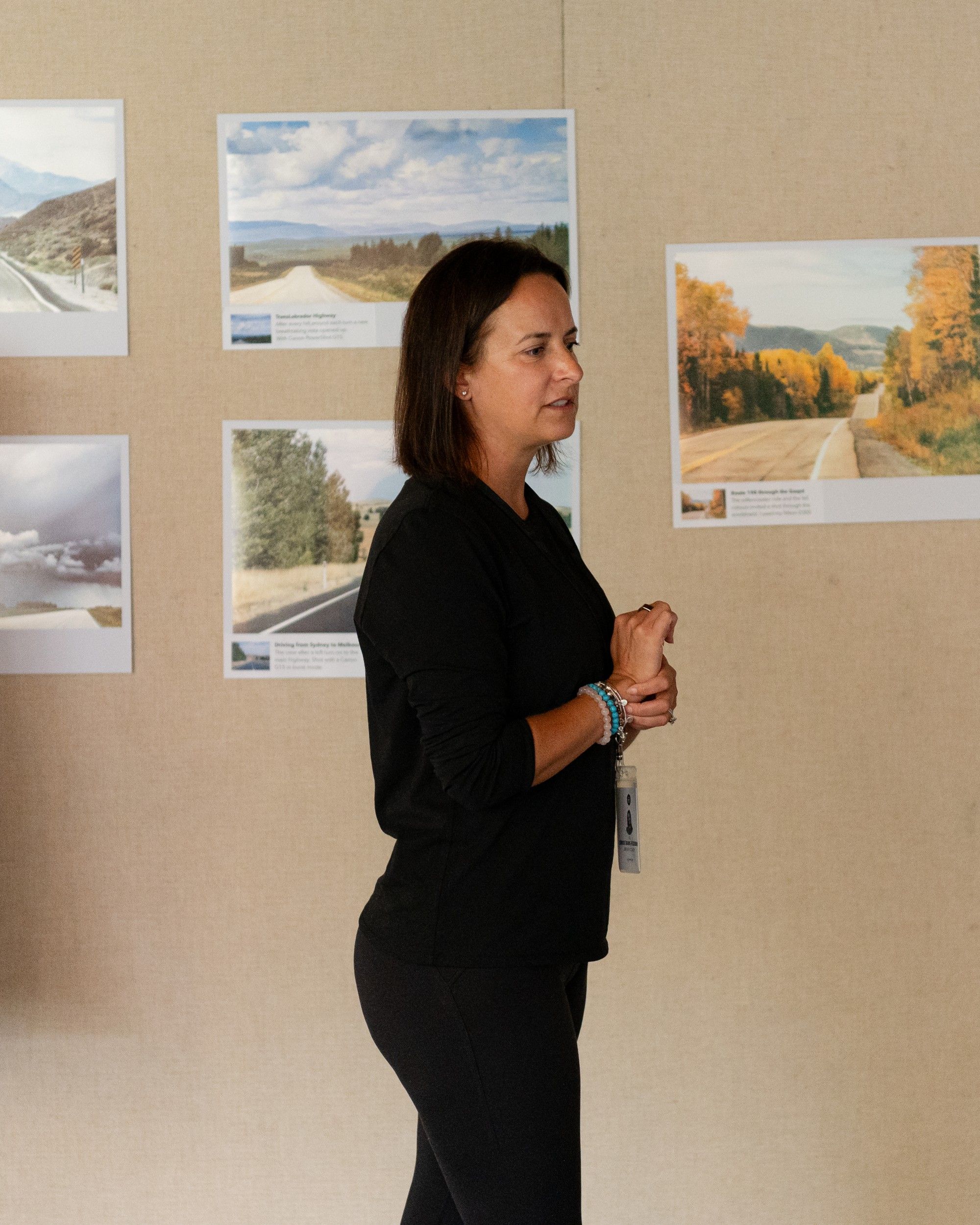 Louise presenting a breathing workshop in a bright room
